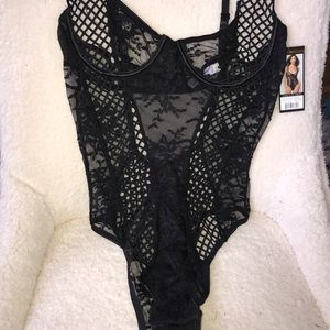 Sexy black lingerie, body suit (M) - Cheater stash
